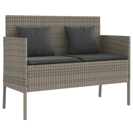 Garden Bench with Cushions  Poly Rattan