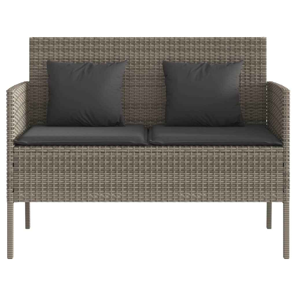 Garden Bench with Cushions  Poly Rattan