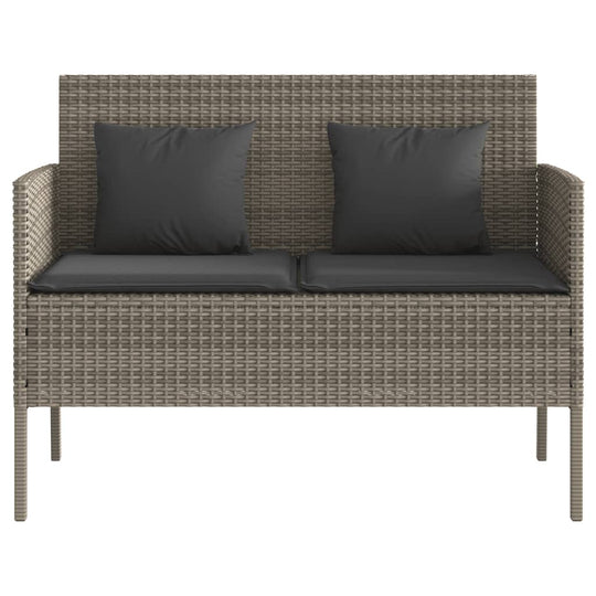Garden Bench with Cushions  Poly Rattan