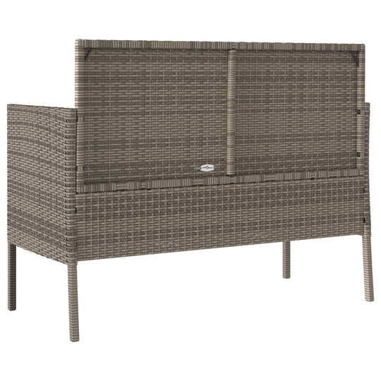 Garden Bench with Cushions  Poly Rattan