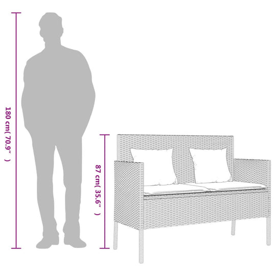 Garden Bench with Cushions  Poly Rattan