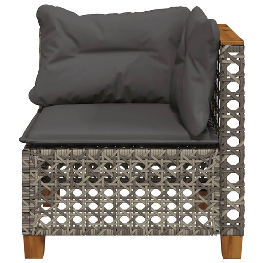 Garden Sofa Corner with Cushions  Poly Rattan with gray cushions and durable PE rattan weave.
