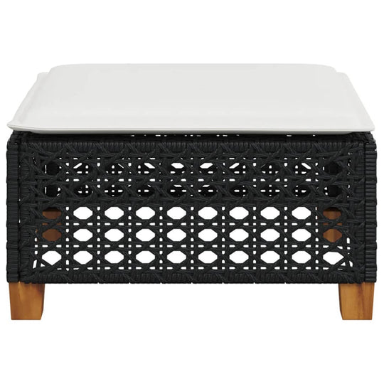 Garden Stool with Cushion  63.5x56x32 cm Poly Rattan