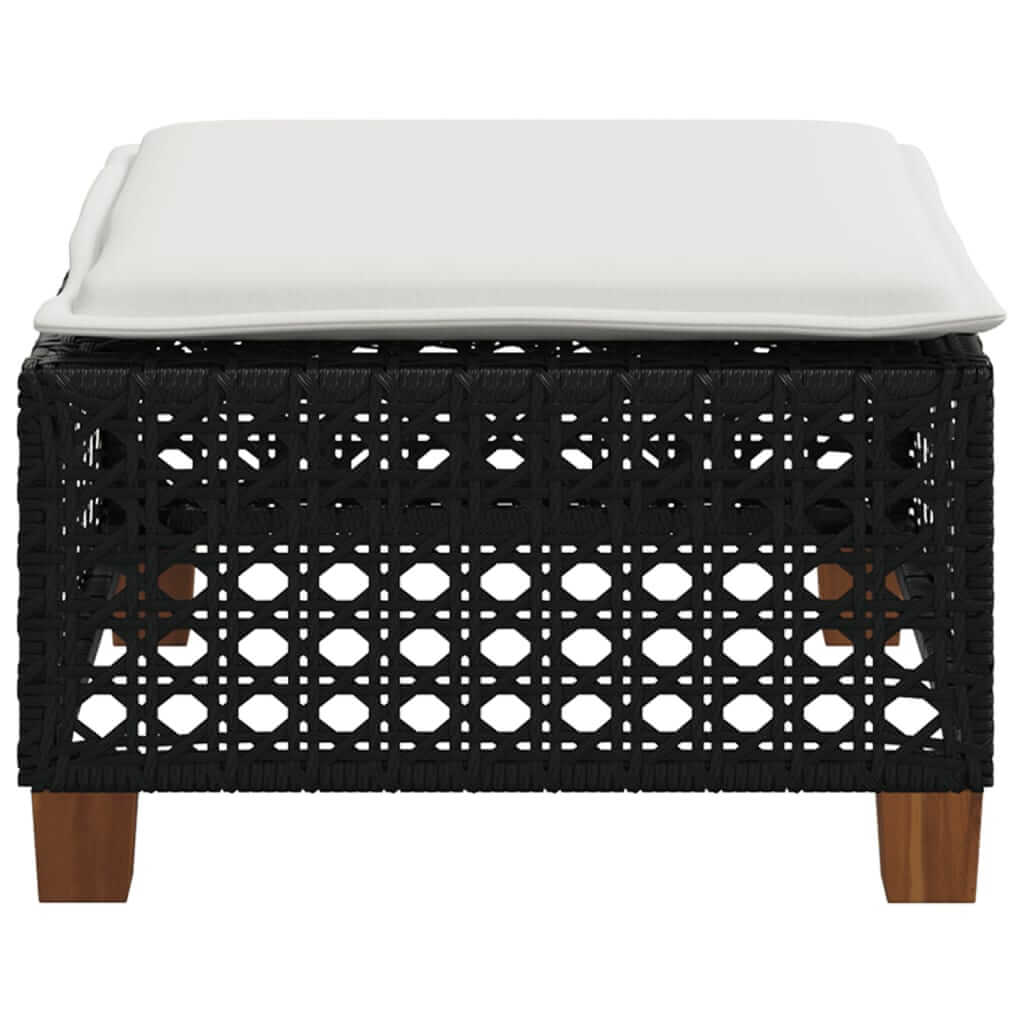 Garden Stool with Cushion  63.5x56x32 cm Poly Rattan