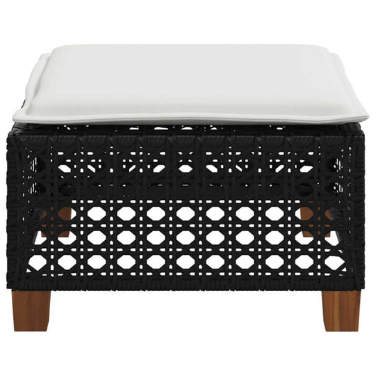 Garden Stool with Cushion  63.5x56x32 cm Poly Rattan