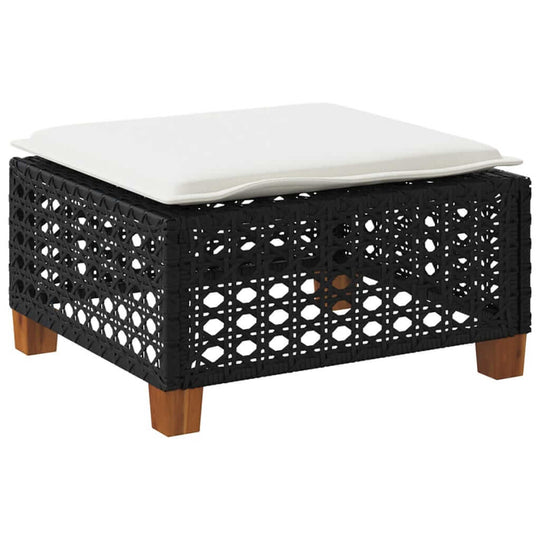 Garden Stool with Cushion  63.5x56x32 cm Poly Rattan