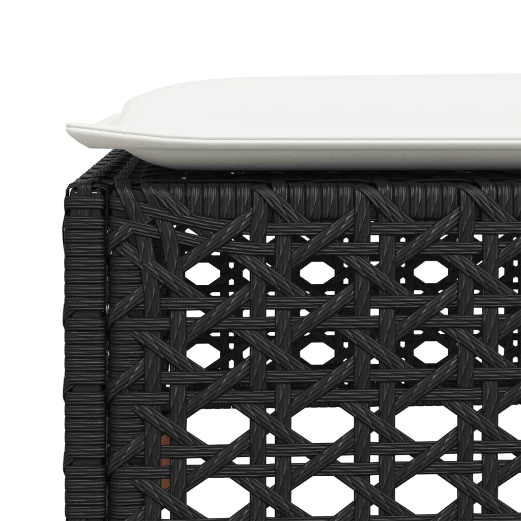 Garden Stool with Cushion  63.5x56x32 cm Poly Rattan
