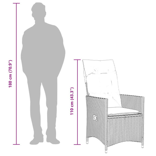 Reclining Garden Chairs 2 pcs with Cushions  Poly Rattan