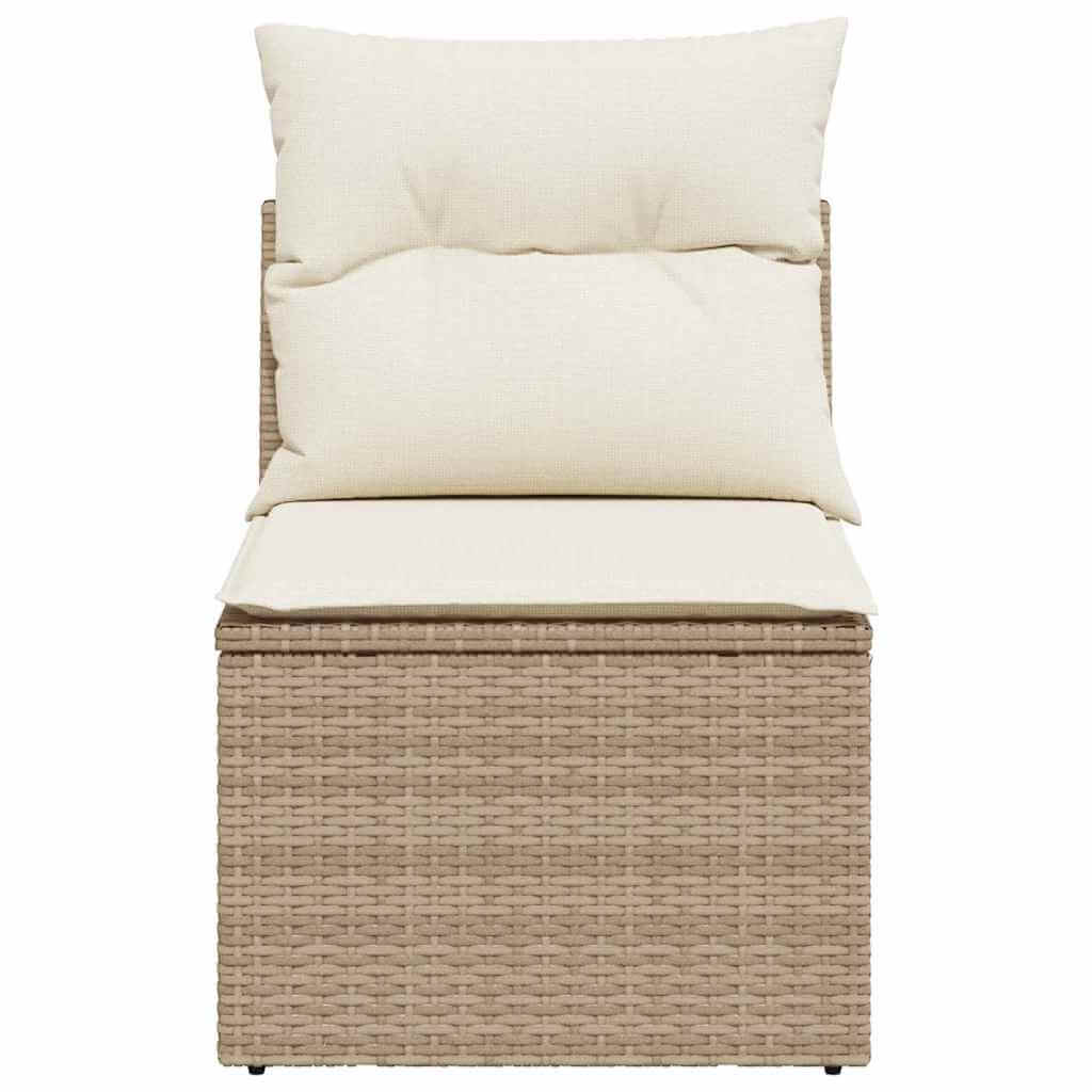 Armless Garden Chair with Cushions – Poly Rattan Dubai featuring plush cushions and durable storage.