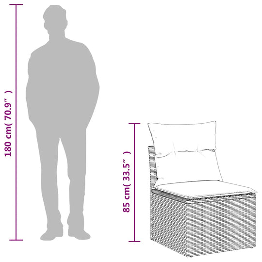 Armless Garden Chair with Cushions – Poly Rattan Dubai dimensions and silhouette for reference.