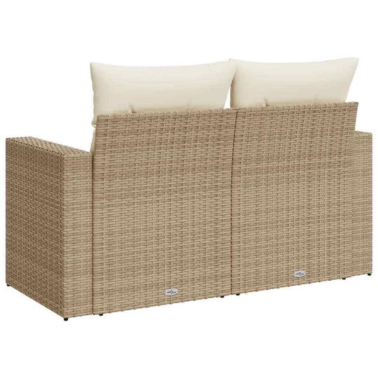 2-Seater Garden Sofa with Cushions – Poly Rattan UAE, featuring a sturdy design and comfortable cushions.