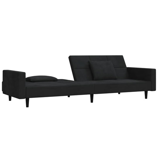 2-Seater Sofa Bed with Two Pillows Velvet , Furniture -> Sofas , black,Durable,eligant,fabric,Furniture -,Furniture Sets -,Home & Garden -,Home Furnishings,indoor,Modern Design,new-305021,nterior Design,set of 2,sofa set,Sofas,Stylish,Unique Design