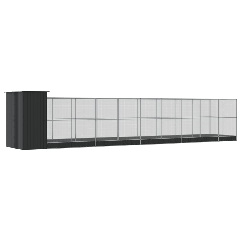 Aviary with Extension 1037x203x216 cm Steel, offers a spacious and secure environment for birds, made from durable galvanized steel for outdoor use.