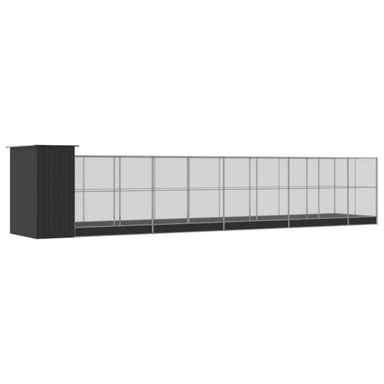 Aviary with Extension 1037x203x216 cm Steel, offers a spacious and secure environment for birds, made from durable galvanized steel for outdoor use.