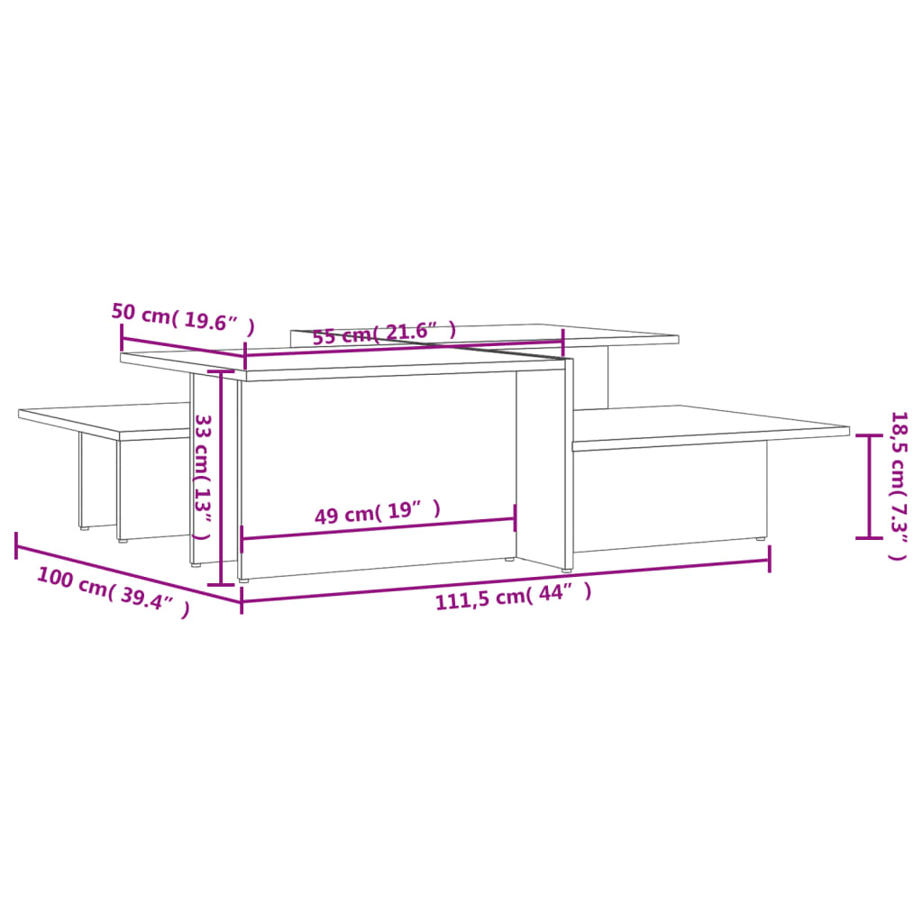 Coffee Tables 2 pcs Engineered Wood Furniture -> Tables -> Accent Tables -> Coffee Tables