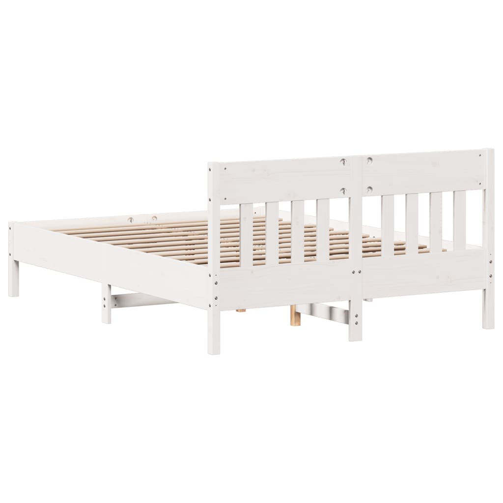 White solid wood bed frame 120x200 cm with plywood slats, perfect for a stylish bedroom interior. مفروشات, FURNITURE, أثاث.