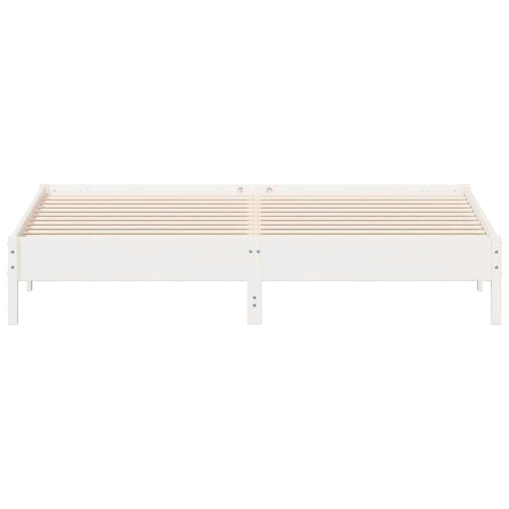 Bed frame without mattress in white, solid pine wood with plywood slats, designed for super king size 180x200 cm. مفروشات أثاث.