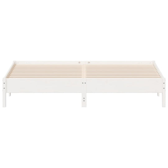 Bed frame without mattress in white, solid pine wood with plywood slats, designed for super king size 180x200 cm. مفروشات أثاث.