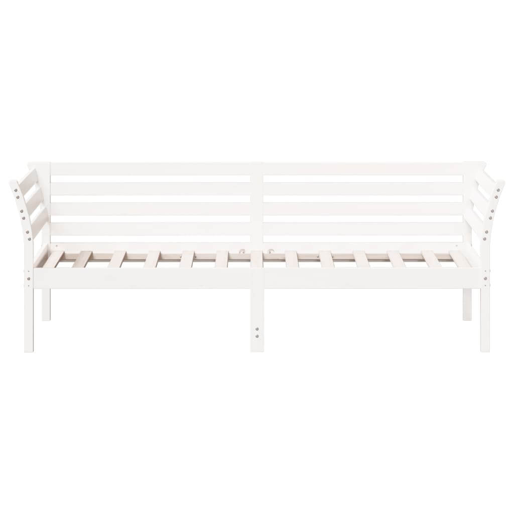 White wooden day bed without mattress, 90x200 cm, ideal for living room or bedroom, made of solid pine wood.