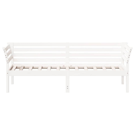 White wooden day bed without mattress, 90x200 cm, ideal for living room or bedroom, made of solid pine wood.