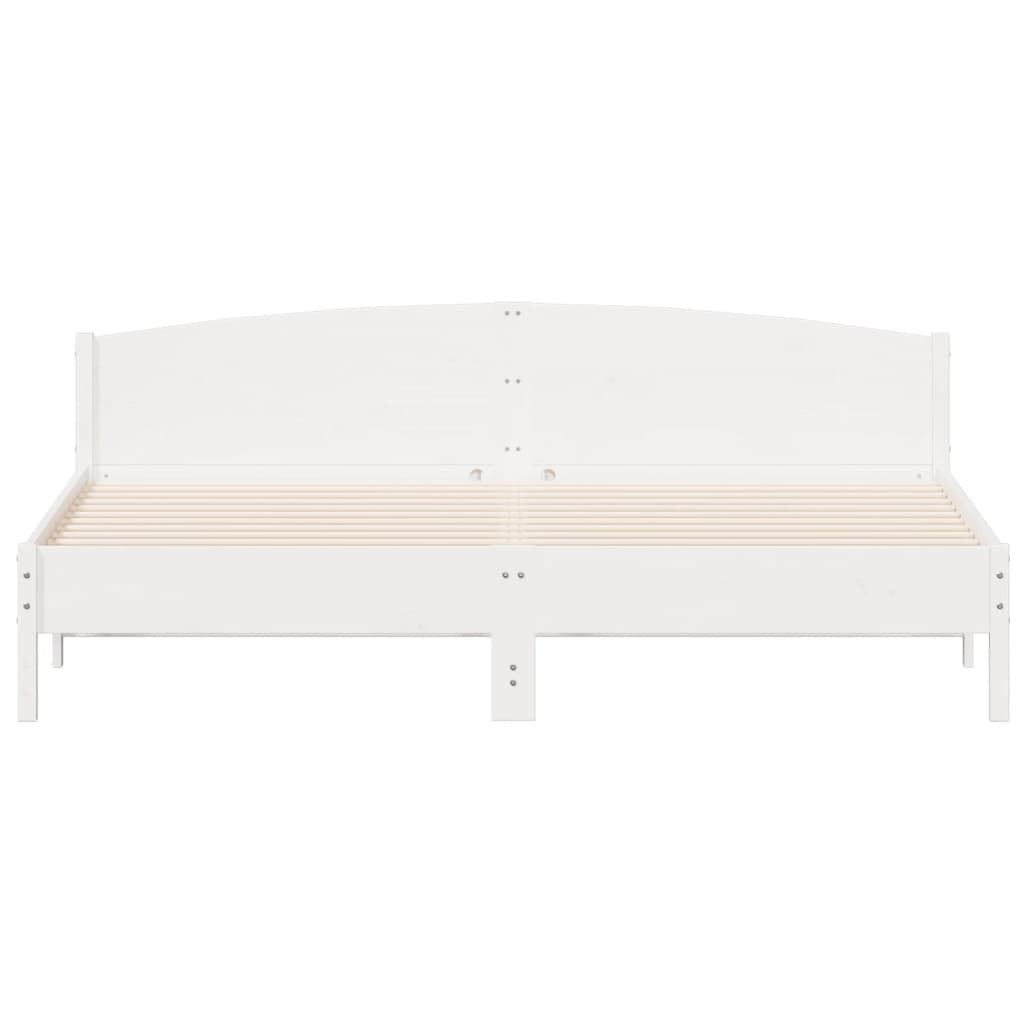 White solid wood bed frame 180x200 cm super king with plywood slats, ideal for a stylish bedroom interior.