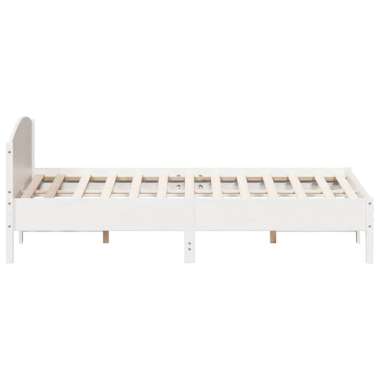 Bed frame without mattress in white, 180x200 cm, solid pine wood with plywood slats for durability and rustic charm.