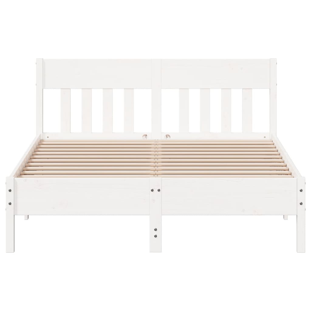 Bed Frame with Headboard 160x200 cm Solid Wood Pine , Furniture -> Beds & Accessories -> Beds & Bed Frames , Bedroom Furniture,Beds & Accessories -,Beds & Bed Frames,Easy Installation,Furniture -,Home Furnishings,Modern Design,new-305021,white,Wooden Furn