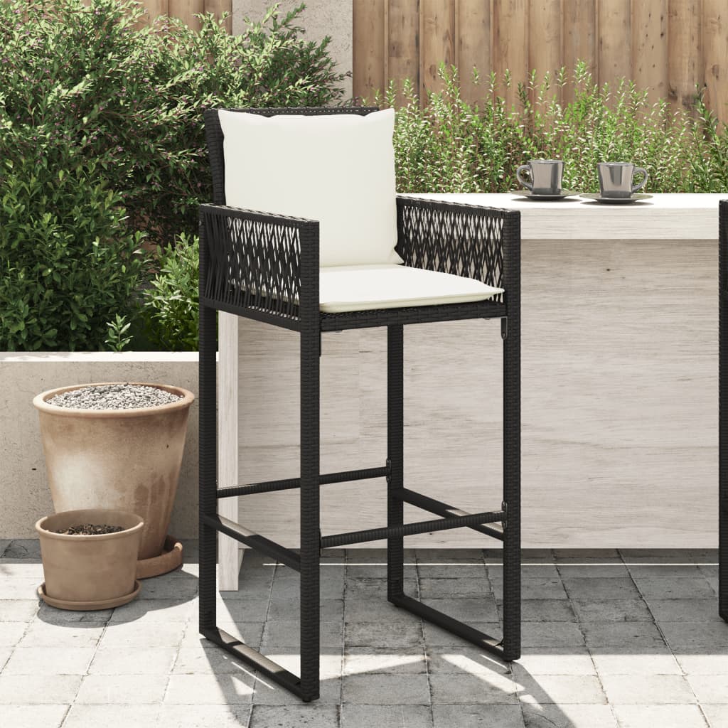 Garden Bar Stools with Cushions 2 pcs Poly Rattan , Bar Stool , 2 piece set,bar stool,Furniture -,Home & Garden -,Modern Design,new-305021,Outdoor Chairs,Outdoor Furniture -,Outdoor Furniture Sets,Outdoor Seating -,set of 2,stools,Table & Bar Stools