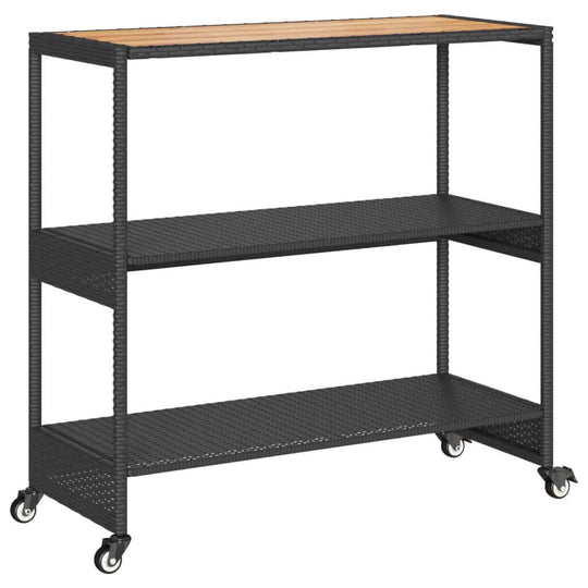 عربة بار مكونة من 3 طبقات من الروطان والخشب الصلب من خشب السنط