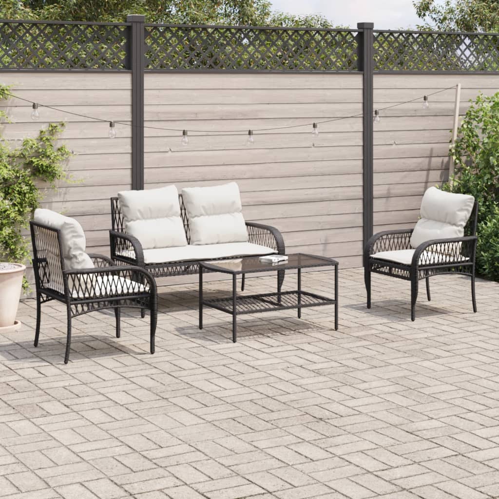 4 Piece Garden Sofa Set with Cushions Poly Rattan , Garden Sofa , 4 Piece Garden Sofa Set,Balcony Furniture,Comfortable,Cushions Included,Durable,eligant,Entertaining,Furniture -,garden decor,Home & Garden -,luxurious,Modern Design,new-305021,Outdoor Furn