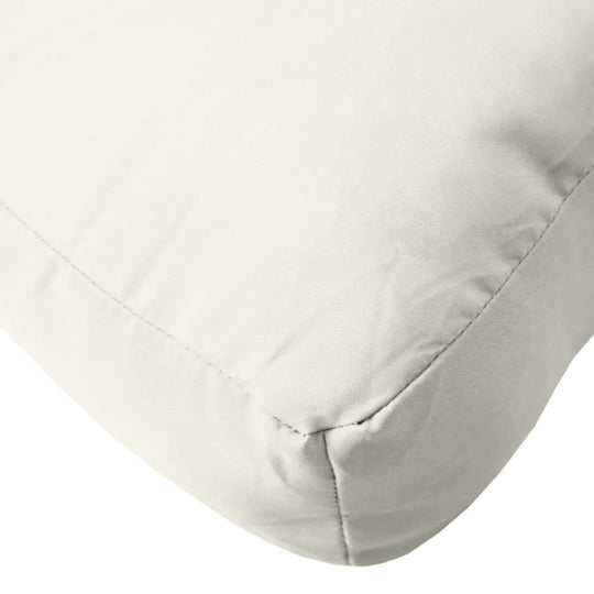 Close-up of melange cream outdoor pallet cushion showcasing soft fabric for optimal seating comfort.