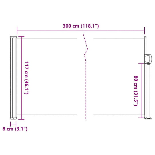 Retractable Side Awning  117x300 cm