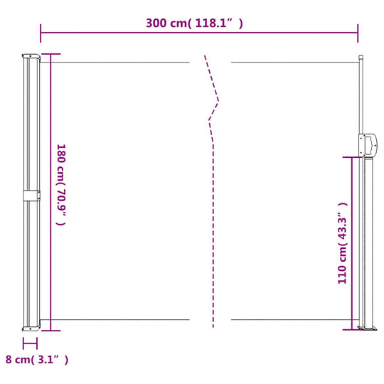 Retractable Side Awning  180x300 cm