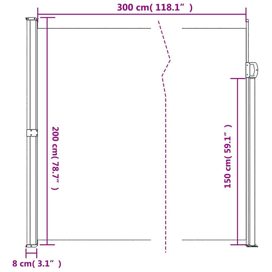 Retractable Side Awning  200x300 cm