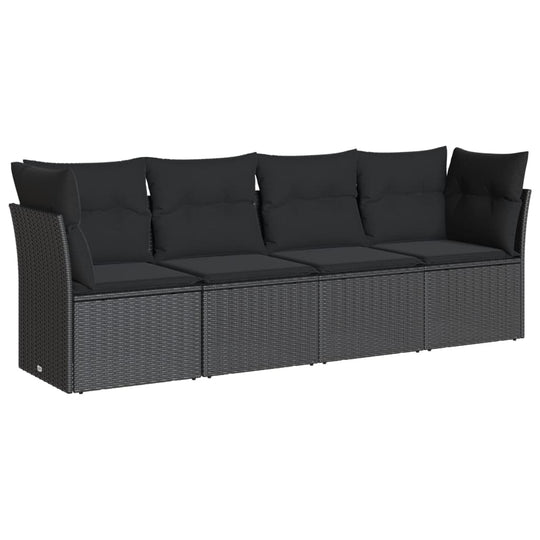 4 Piece Garden Sofa Set with Cushions  Poly Rattan