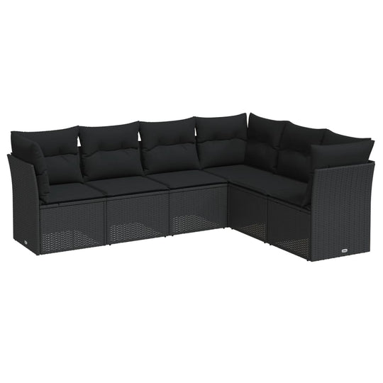 6 Piece Garden Sofa Set with Cushions  Poly Rattan