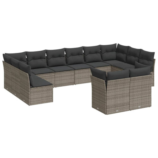 12 Piece Garden Sofa Set with Cushions Poly Rattan in a stylish outdoor arrangement.
