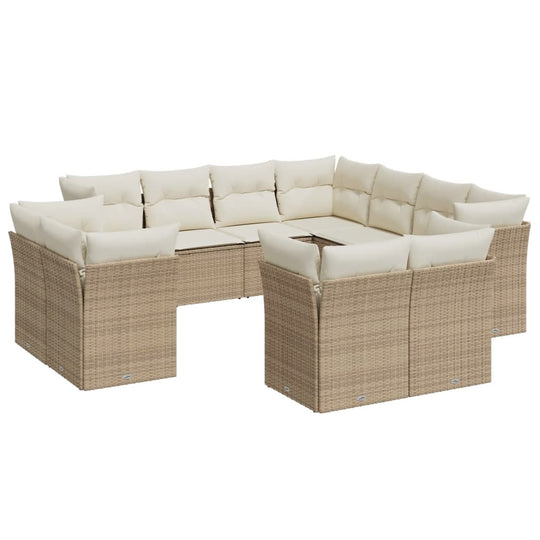 11 Piece Garden Sofa Set with Cushions Poly Rattan for stylish outdoor relaxation and entertaining.