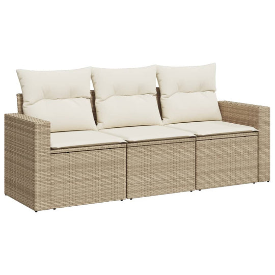 3 Piece Garden Sofa Set with Cushions  Poly Rattan in a stylish outdoor setting with comfortable cushions.