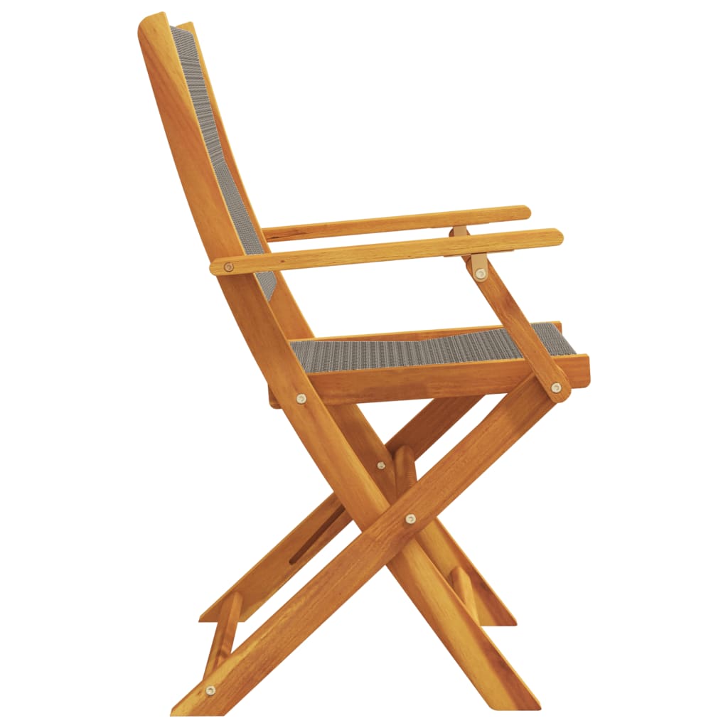 Side view of a folding garden chair made of solid acacia wood, showcasing its durable design for outdoor lounging.