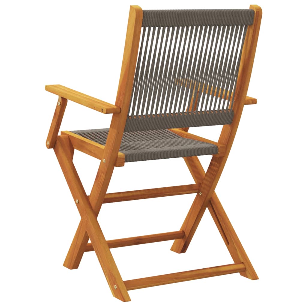 Folding garden chair in grey with solid acacia wood frame, perfect for outdoor relaxation and easy storage.