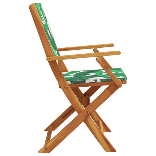 Folding garden chair in green fabric with solid acacia wood frame, perfect for outdoor relaxation and stylish furniture.