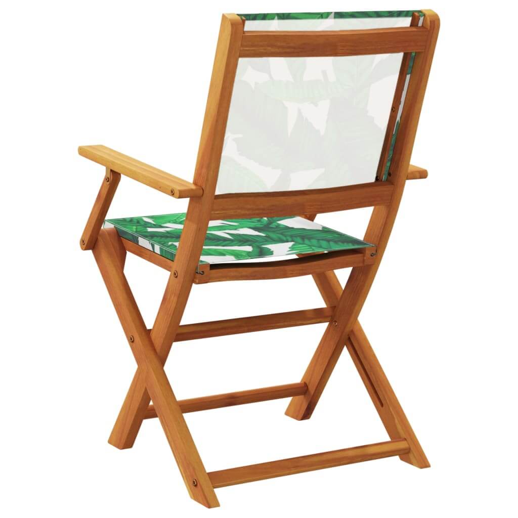 Folding garden chair with green fabric and solid acacia wood, perfect for outdoor furniture and lounging.