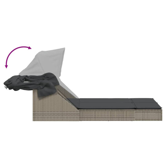 كرسي استرخاء مزدوج مع مظلة ووسائد من البولي راتان