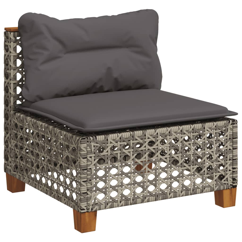 7 Piece garden sofa chair in grey poly rattan with comfortable cushion, ideal for outdoor furniture and lounge areas.