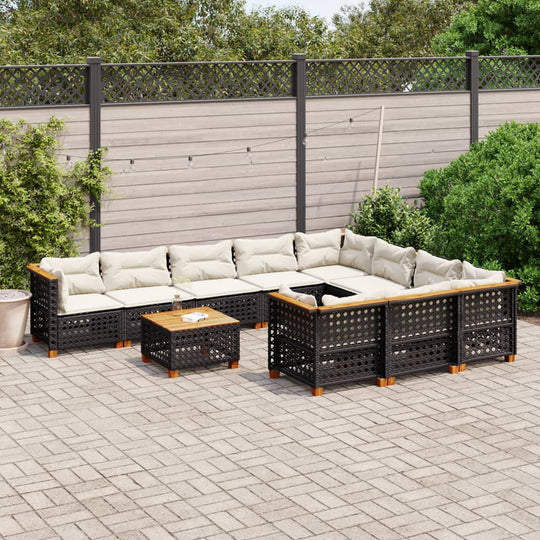 11 piece garden sofa set with cushions, ideal for outdoor furniture on patio or terrace.