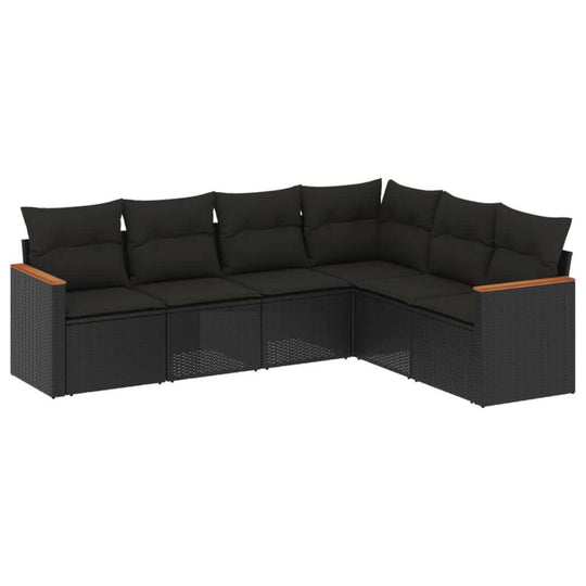 6 Piece Garden Sofa Set with Cushions  Poly Rattan