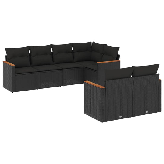 7 Piece Garden Sofa Set with Cushions  Poly Rattan in a stylish black design, perfect for outdoor spaces.