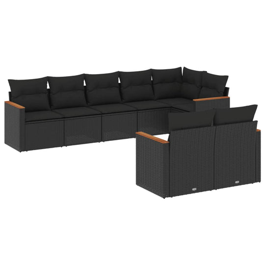 8 Piece Garden Sofa Set with Cushions Poly Rattan, stylish outdoor seating for patio, comfortable and durable design.