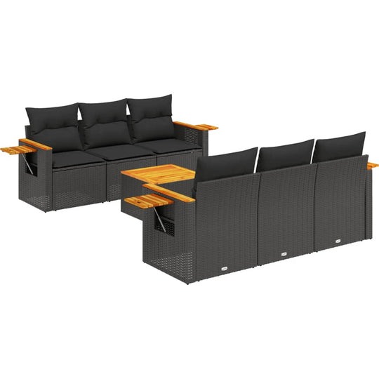 7 Piece Garden Sofa Set with Cushions Poly Rattan featuring comfortable seating and side tables